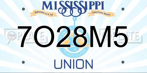 7O28M5 Mississippi License Plate