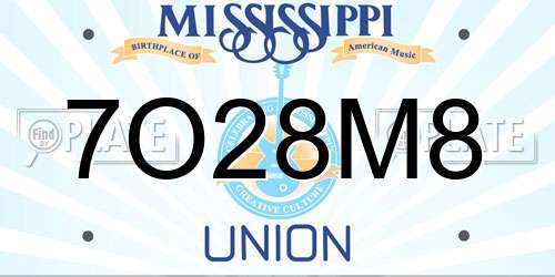 7O28M8 Mississippi License Plate