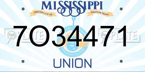7O34471 Mississippi License Plate
