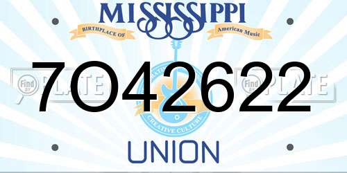 7O42622 Mississippi License Plate