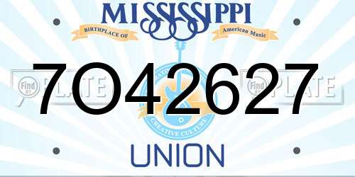 7O42627 Mississippi License Plate