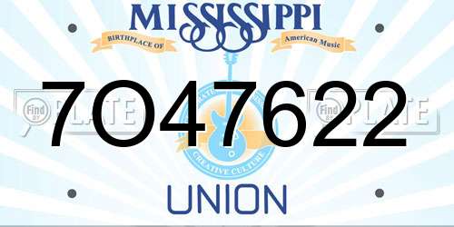 7O47622 Mississippi License Plate