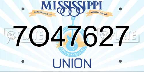 7O47627 Mississippi License Plate