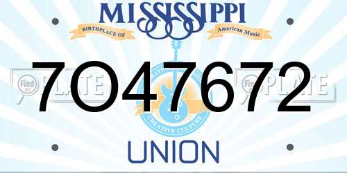 7O47672 Mississippi License Plate