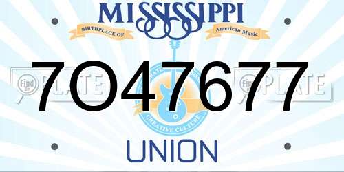 7O47677 Mississippi License Plate