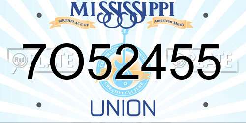 7O52455 Mississippi License Plate