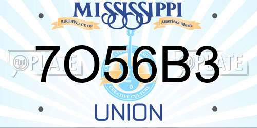 7O56B3 Mississippi License Plate