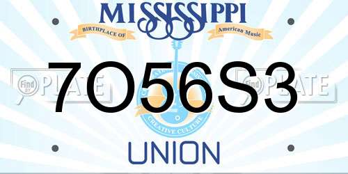7O56S3 Mississippi License Plate