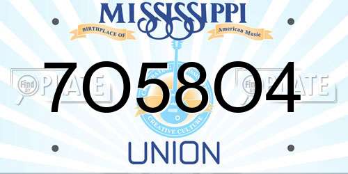 7O58O4 Mississippi License Plate