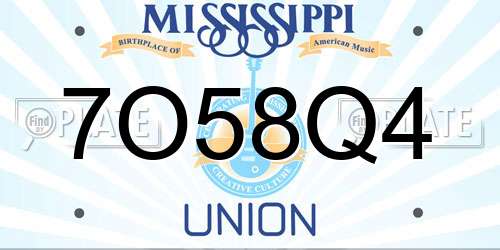7O58Q4 Mississippi License Plate