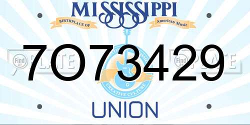 7O73429 Mississippi License Plate