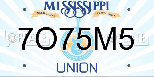 7O75M5 Mississippi License Plate