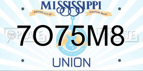 7O75M8 Mississippi License Plate