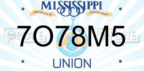 7O78M5 Mississippi License Plate