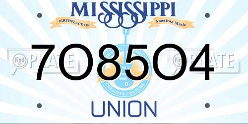 7O85O4 Mississippi License Plate