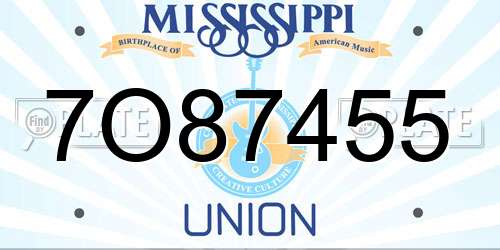 7O87455 Mississippi License Plate