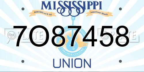 7O87458 Mississippi License Plate