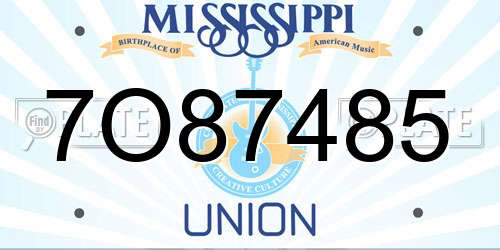 7O87485 Mississippi License Plate