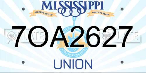 7OA2627 Mississippi License Plate
