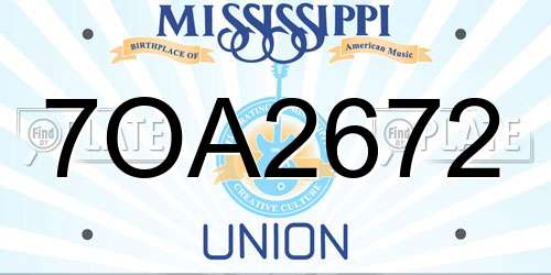 7OA2672 Mississippi License Plate