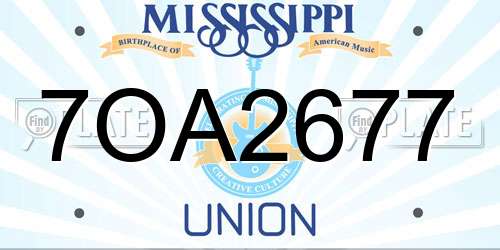 7OA2677 Mississippi License Plate