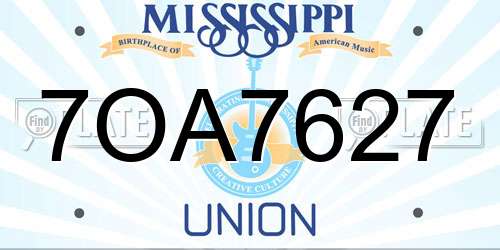 7OA7627 Mississippi License Plate
