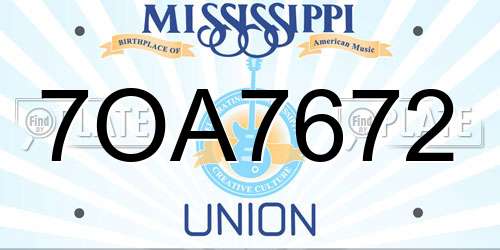 7OA7672 Mississippi License Plate