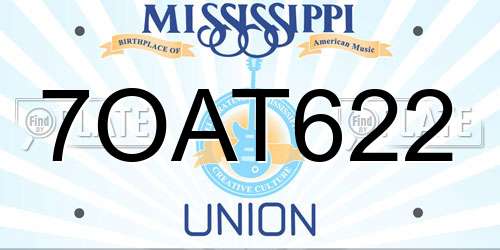 7OAT622 Mississippi License Plate