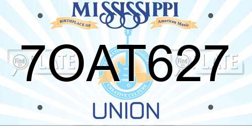 7OAT627 Mississippi License Plate