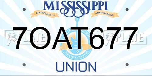 7OAT677 Mississippi License Plate