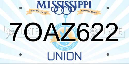 7OAZ622 Mississippi License Plate