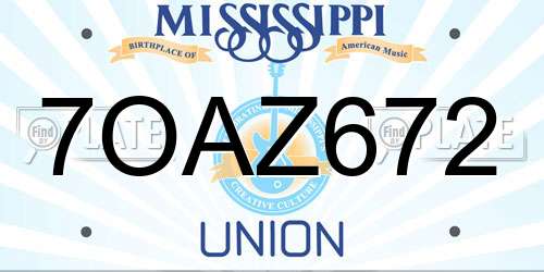 7OAZ672 Mississippi License Plate