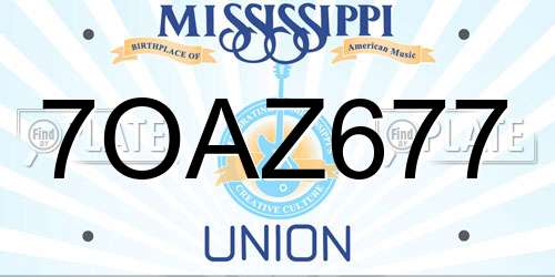 7OAZ677 Mississippi License Plate