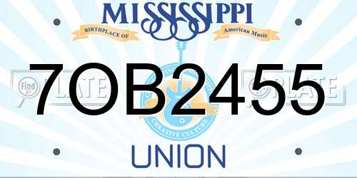 7OB2455 Mississippi License Plate