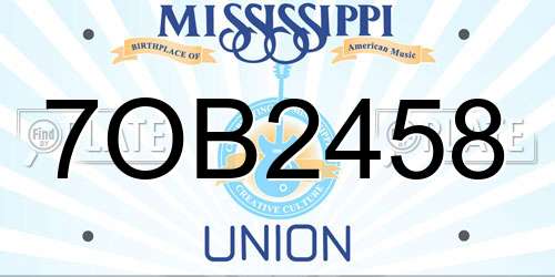 7OB2458 Mississippi License Plate