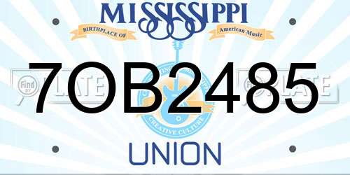 7OB2485 Mississippi License Plate