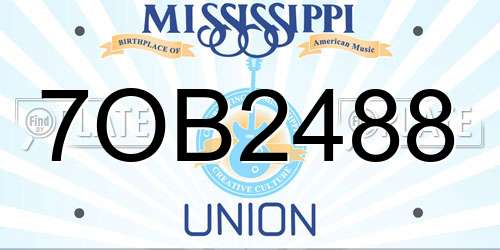 7OB2488 Mississippi License Plate