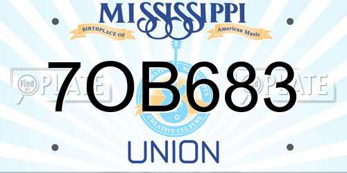 7OB683 Mississippi License Plate