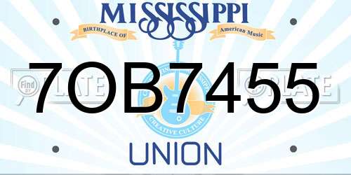 7OB7455 Mississippi License Plate