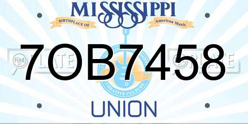 7OB7458 Mississippi License Plate