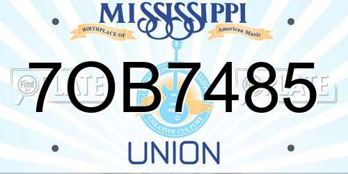 7OB7485 Mississippi License Plate