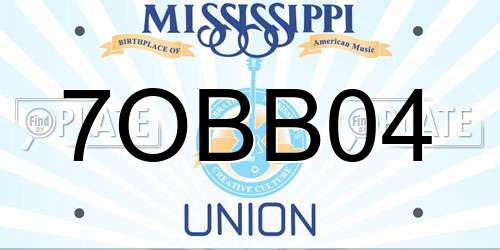 7OBB04 Mississippi License Plate