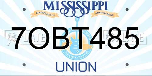 7OBT485 Mississippi License Plate