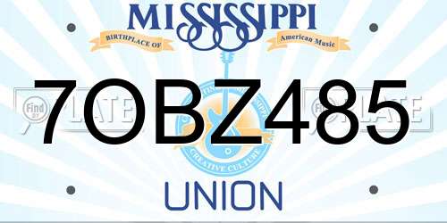 7OBZ485 Mississippi License Plate