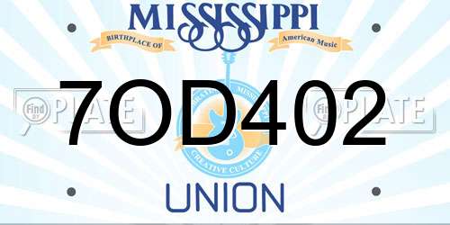 7OD402 Mississippi License Plate