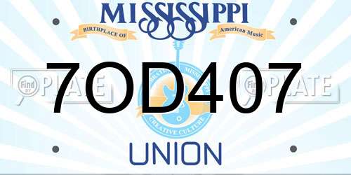 7OD407 Mississippi License Plate