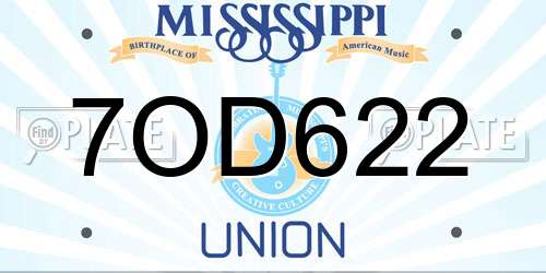 7OD622 Mississippi License Plate