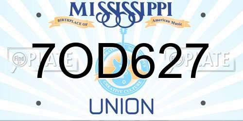7OD627 Mississippi License Plate