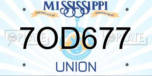 7OD677 Mississippi License Plate