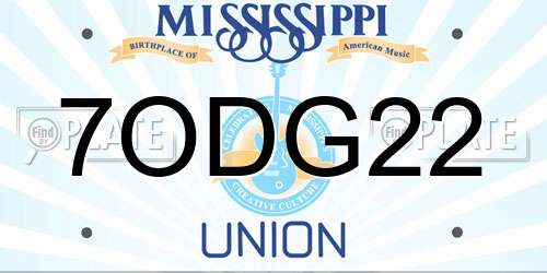 7ODG22 Mississippi License Plate